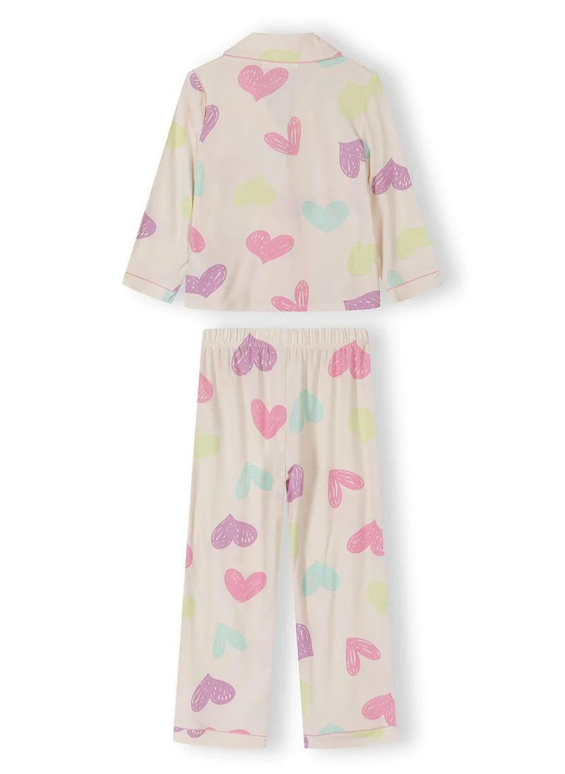 Minoti Girls long sleeve pyjama set pink heart motif